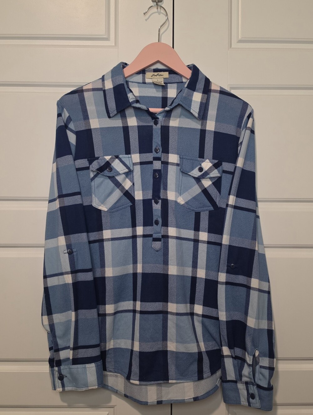 Love Potion Blue Plaid Top Size Large Womens